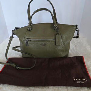 Coach Olive Green Pebbled Leather Prairie Satchel Crossbody Bag Style 79997